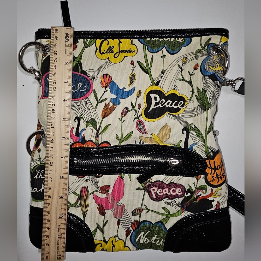 Collectors! The Sak Gilles Jourdan Peace Floral Crossbody Bag Canvas Y2K Multi